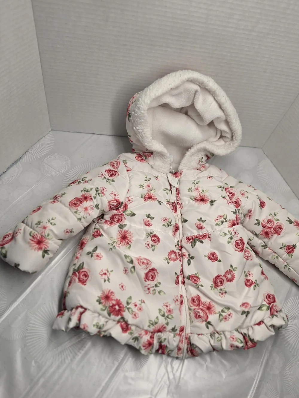 Little Me White Floral Baby Hooded Jacket
